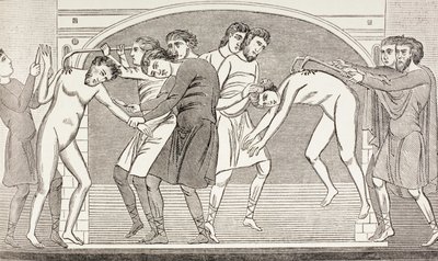 Saints Savin and Cyprian having their flesh torn from their bodies with iron hooks, from 